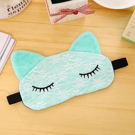 Máscara de microfibra para gato de encaje acolchada para dormir, para viajes, al aire