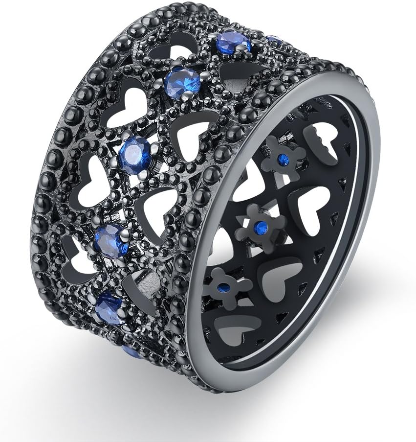 Love Heart Bronze Zirconia Black Electroplating Ring for Women Girl Stylish Jewellery