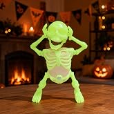 Dancing Skeleton Toy for Kids Adults with Night Fluorescent Colorful Lights | Scary Sound Effects Electric Funny Interactive Toys for Halloween Party Desk Decorations and Gifts