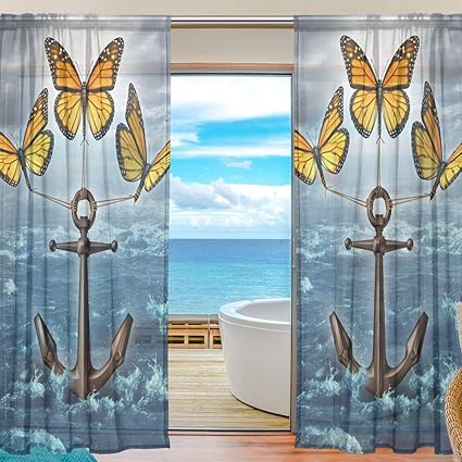 TIZORAX Levantando la carga Ancla Mariposa Cortinas transparentes para