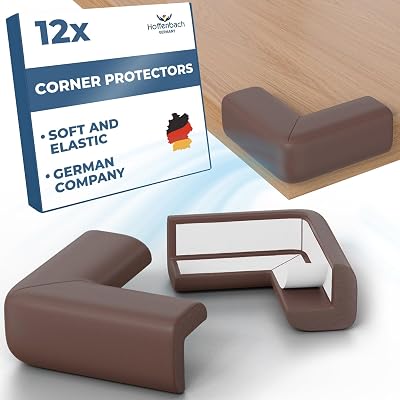 Hoffenbach 12x Baby Corner Protectors Soft Foam Self Adhesive Brown