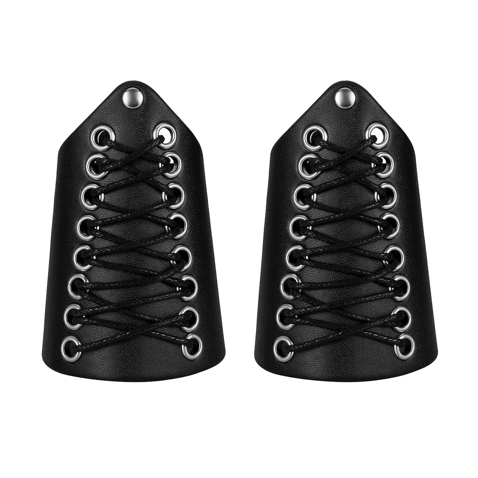 2 Pieces Viking Armour Men Medieval Bracers Armor Adjustable Arm Gauntlet Vintage Leather Wrist Guards Archery Bracers for LARP, Cosplay, Halloween Costume (Black)