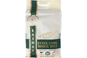 Pride Of India - Extra Long Indian Premium White Basmati Rice, 10 Pound (4.54 Kilo) Reclosable Bag - Naturally Aromatic, Aged, Flavorful, Slender, Non Sticky Grains - Great Value for Money