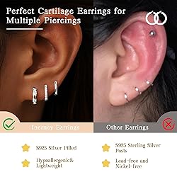 Inerney 925 Sterling Silver Huggie Hoop Earrings