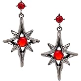 Frigotine Gothic Dangle Drop Stud Earring for Woman Man, Vintage Punk Red Ruby Rhinestone Crystal Dangling Goth Earing Prom Accessories Fashion Jewelry Gifts