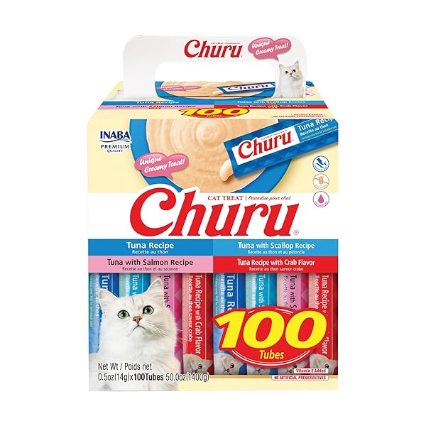 INABA CHURU CAT TREATS, LICKABLE, SQUEEZABLE CREAMY PURÉE...