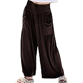 Athlisan Baggy Wide Leg Sweatpants Casual Loose Smocked High Waist Palazzo Pants Lounge Trousers with Pockets