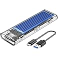 ORICO Tool-Free USB 3.1 Type-C to M.2 SATA SSD External Enclosure Adapter, Support NGFF(SATA Based) M.2 2280 2260 2242 2230 SSD Enclosure Adapter-(TCM2F, Blue)