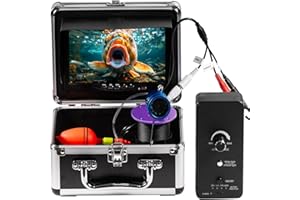 BLU7IVE 1200TVL HD Underwater Ice Fishing Camera with 7inch Monitor,49ft/15m Cable,10000mAh Fish Finder with 24pcs LED Lights,12pcs Infrared Night Vision,12pcs White Lights,Aluminium Case for Lake,Fish Boat