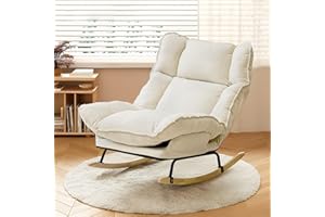 JPBSTO Rocking Chair with Adjustable High Backrest, Extra-Wide Upholstered Glider Rocker, Comfy Corduroy Accent Chair for Living Room Bedroom
