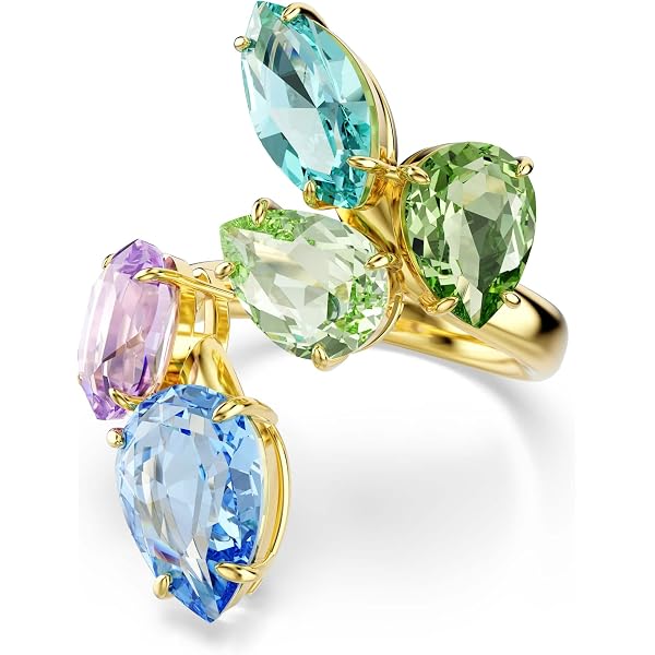 マサ　Swarovski デイジーと蜂のデザインリングセット Amazon.com: Swarovski Millenia Open Ring, Octagon Cut, Blue