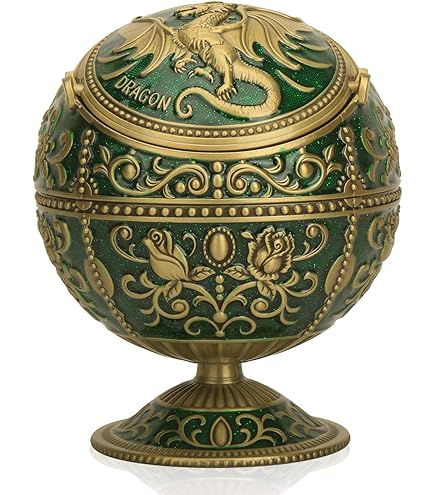 Amazon.com: Vintage Ashtray Bronze Color Globe Shaped Fly Dragon