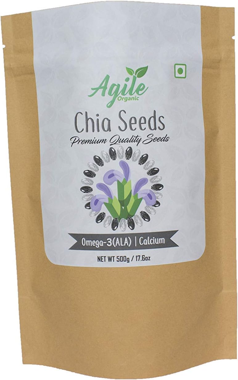 Agile Organic® Chia Seeds 1kg - Raw Seeds for Eating | Fibre Rich | Diet Food | Seeds for weight management | High Protein Seeds | Chia Seed 1000g