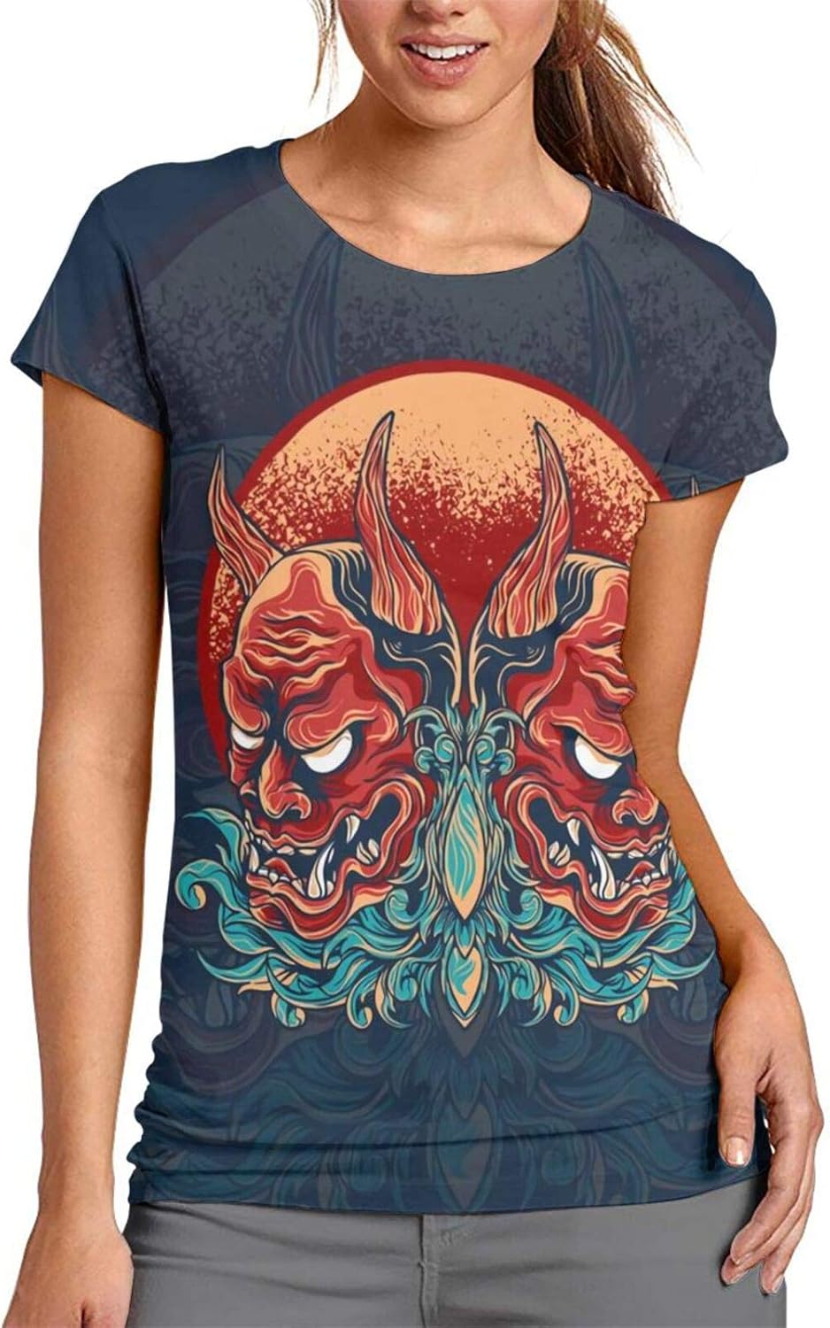 Hannya Tshirt Print Man T Shirt Unique Tee Shirts Japan Tattoo Snake Mask Hot Sale Geek Short 