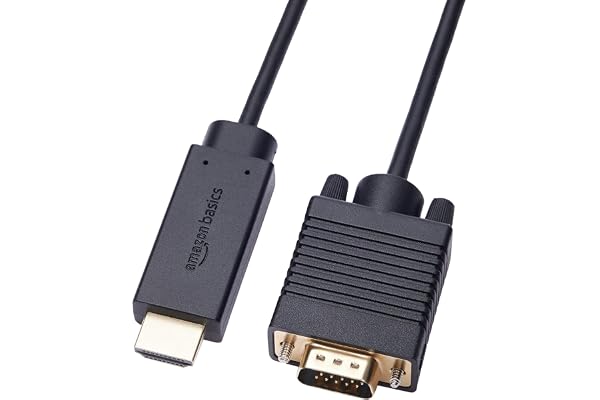 Amazon Basics HDMI (Source) to VGA (Display) Cable (ONE-Directional), Male to Male, 1080P, Gold-Plated, 6 feet, Black