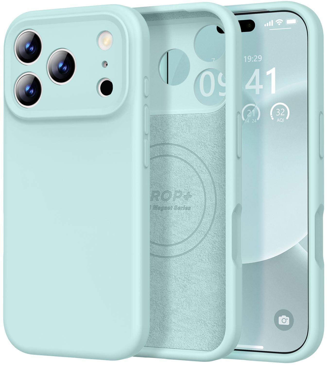 Photo 1 of Vooii Magnetic for iPhone 17 Pro Case, Compatible with Magsafe (Premium Liquid Silicone) (Integrated Camera Control Button) Full Body Protective Anti-Scratch Microfiber Lining 6.3", Mint