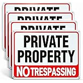4 Pack large No Trespassing Signs Private Property, 12x8 In Aluminum Sign | Reflective Warning Plates, Weatherproof And Easy To Install, Suitable For Yards, Homes And Farms