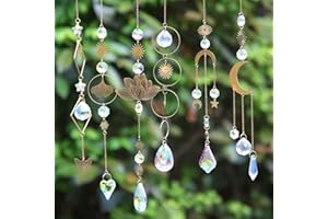WORGREE 6Pieces Colorful Crystals Suncatcher Hanging for Window Crystal Ball Prism Rainbow Maker Pendants for Garden Christmas Tree Wedding Party Patio Backyard Car Home Indoor Outdoor Decoration