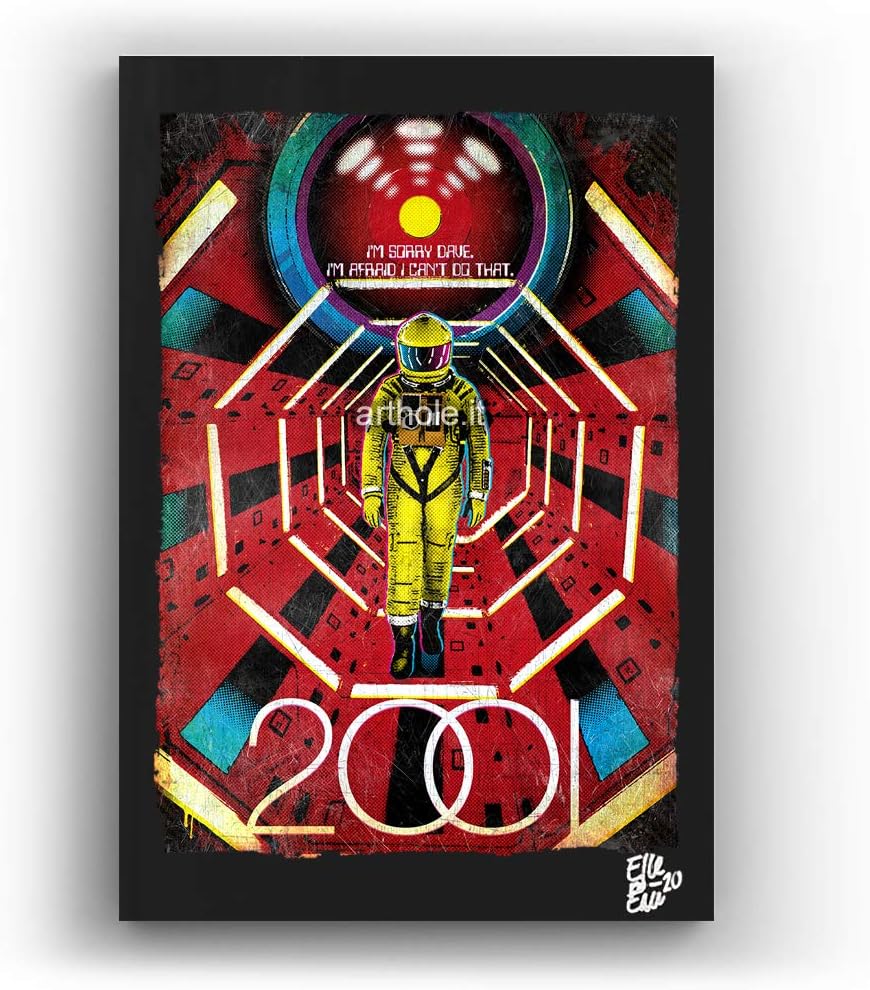 Stanley Kubrick's 2001 A Space Odyssey - Pop-Art Original Framed Fine Art Painting, Image on Canvas, Artwork, Movie Poster, Sci-Fi