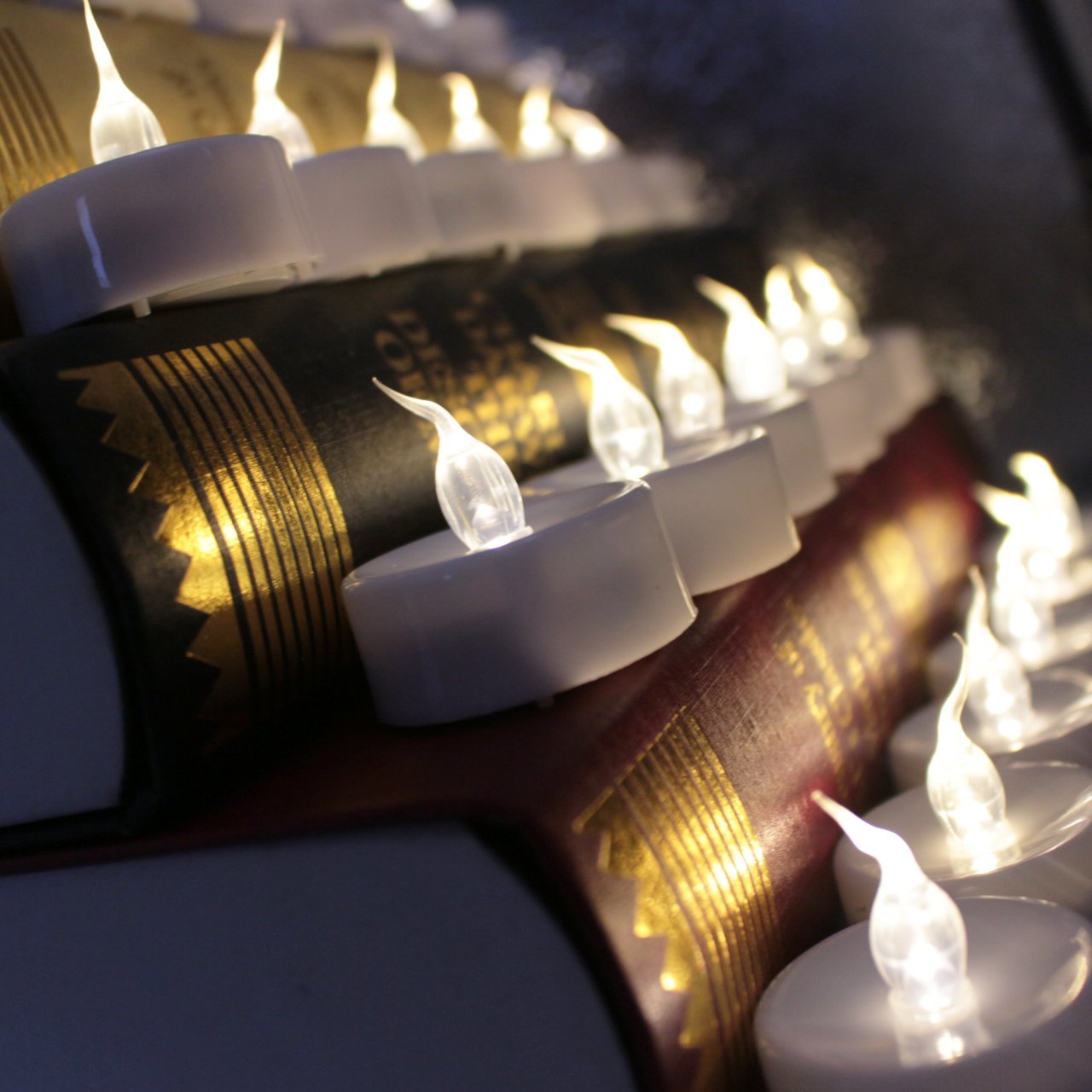 Innovator High Capacity Battery Powered Led Flameless tealight Candles ,with Remote and Timer for Outdoor, Indoor, Thankgiving Days, Christmas Day (Warm White 12pcs)