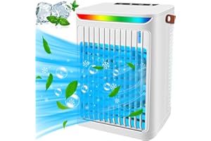 LQTTEK Portable Air Conditioners - Portable AC Mini Air Cooler with Handle,Personal Quiet Small Mobile Cooling Fan,USB Powered,2/4/6 H Timer, 5 Speeds,60°Adjustment,for Office, Home, Room,Desk,Car - White