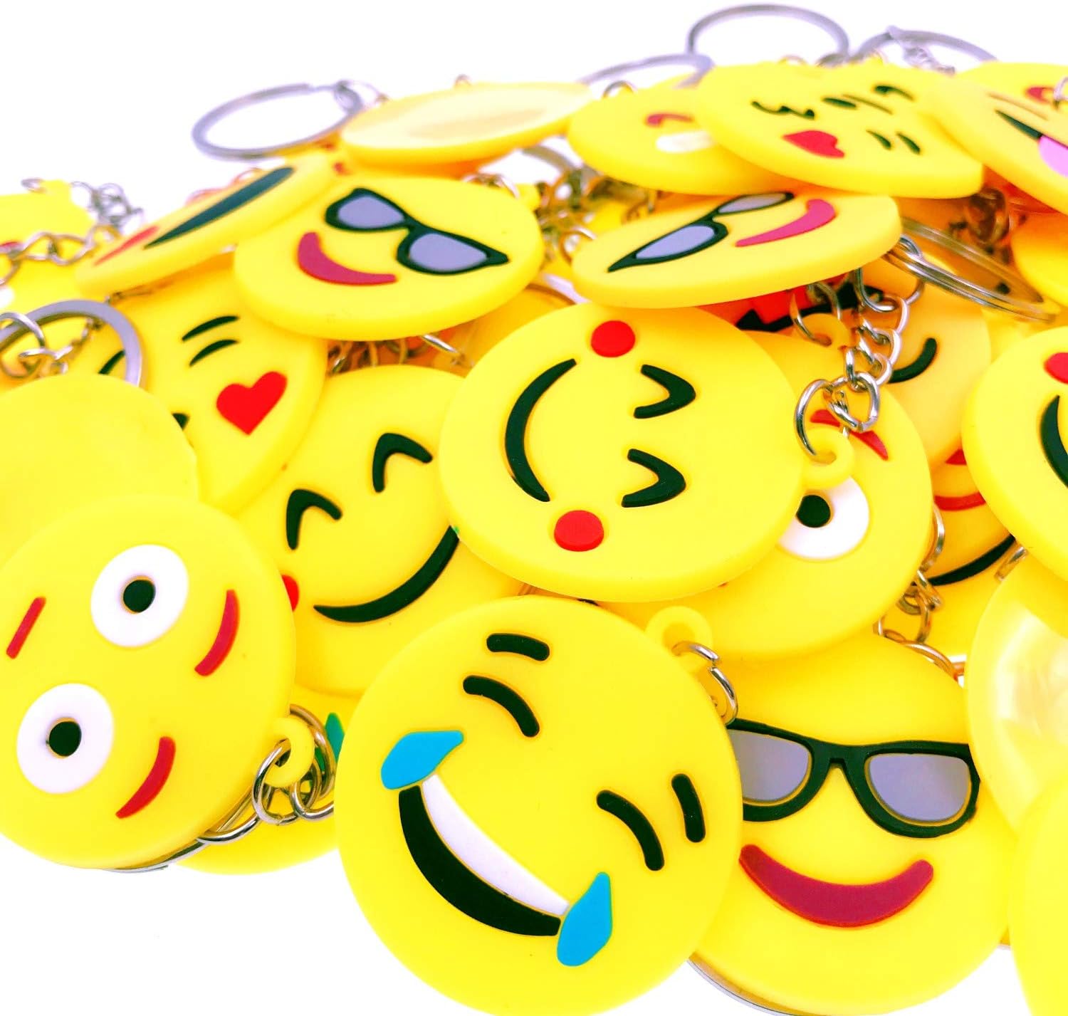 JZK 50x Emoticon keychain keyring for children birthday party favours party bag fillers kids party thank you gift give away gift ideas - Image 5