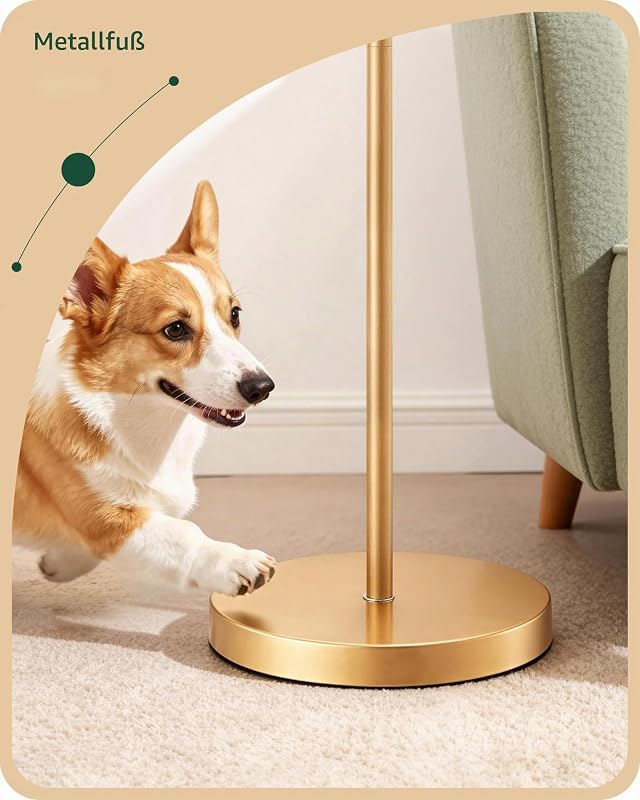 Stehlampe Wohnzimmer, Samt-Lampenschirm, Grün & Gold