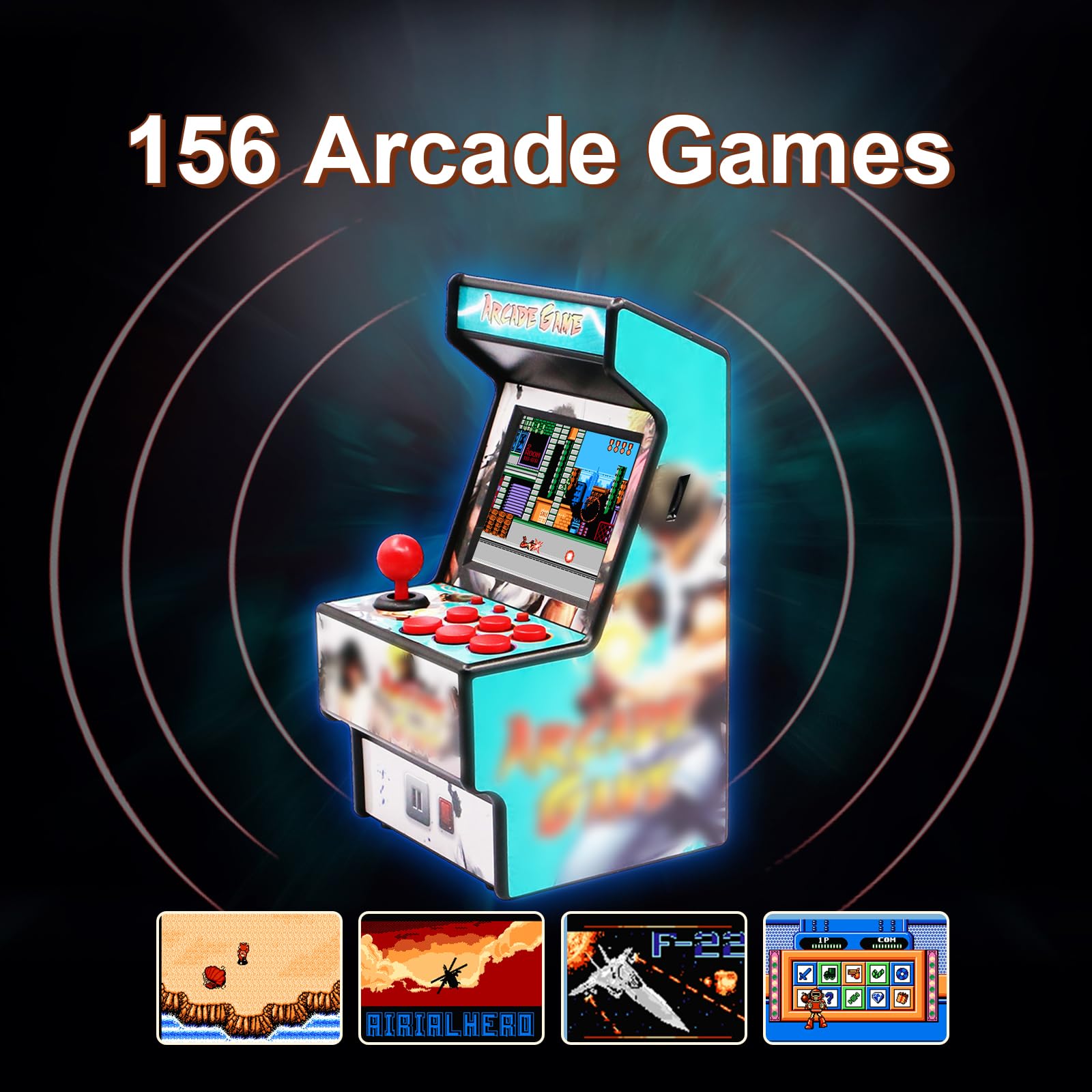 EASEGMER Mini Arcade Game Machines for Kids with 156 Classic Portable Handheld Video Games 16 Bit 2.8 Inches Screen Travel Gaming Electronic Toys Novelty Gift for Boys and Adults - Blue