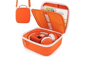 Fonwill Travel Case Hard Case Replacement for Yoto Mini, Upgraded Model for 2025, Compatible with Many Functions,Holds Mini, Headphones and Up to 50 Audiobook Cards (Orange)