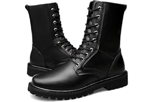 PPXID Men's Big Size Leather Lace-Up Mid Calf Combat Boots Military Tactical Work Boots Desert Boots Desert Boots