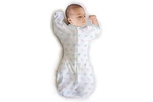 Amazing Baby Swaddle Sack with Arms Up Mitten Cuffs, Tiny Elephants, Blue, Small, 0-3 Months