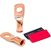 Wirefy 8 Gauge 1/4" Wire Lugs - Copper Cable Lugs - Battery Terminal Connectors - Ring Terminals - Crimp Battery Cable Ends -