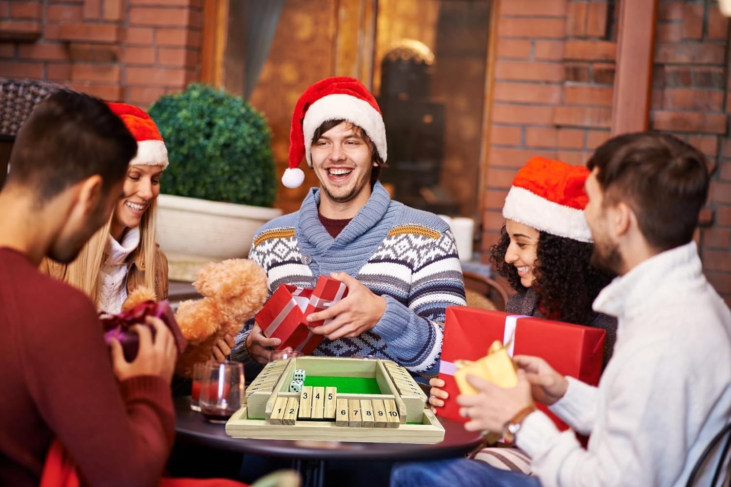 EACHHAHA Shut The Box 4-Spieler,Klappbrett Spiel,Würfelspiel aus Holz,Brettspiel aus Holz,Brettspiele ab 7 8 9 10 + Jahre,Reisespiele,Traditionelle Kneipenspiele 8