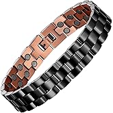 MagEnergy Mens Copper Magnetic Bracelets, 99.9% Pure Copper Bracelet with Double-Row Strength Magnets, Adjustable Jewelry with Sizing Tool