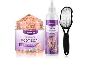 XIWEIOO Himalayan Pink Crystal Salt Foot Soak kit Tea Tree Oil lavender Bath Salts for Soaking, Epsom Salts Pedicure Kit Foot Spa Callus Remover for Feet Cuticle Foot File Supplies for Dead Skin