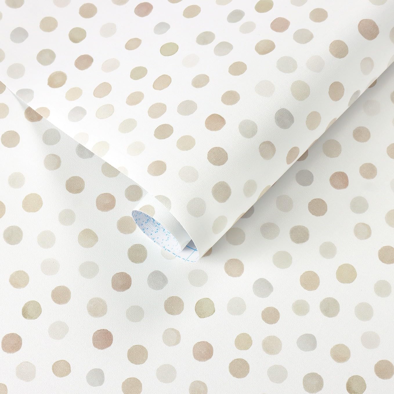 Photo 1 of Dimoon 17.3''x197'' Peel and Stick Wallpaper Boho Beige Contact Paper Natural Modern Polka Dot White Wallpaper Removable Bathroom Kitchen Self Adhesive Wall Paper Renter Friendly Vinyl Roll