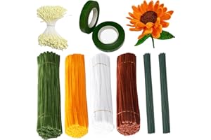 Naturezhen Pipe Cleaner Flowers Craft kit, Thick Fuzzy Chenille Stem with Green Floral Wires, Gardening Tape for DIY Craft Fl