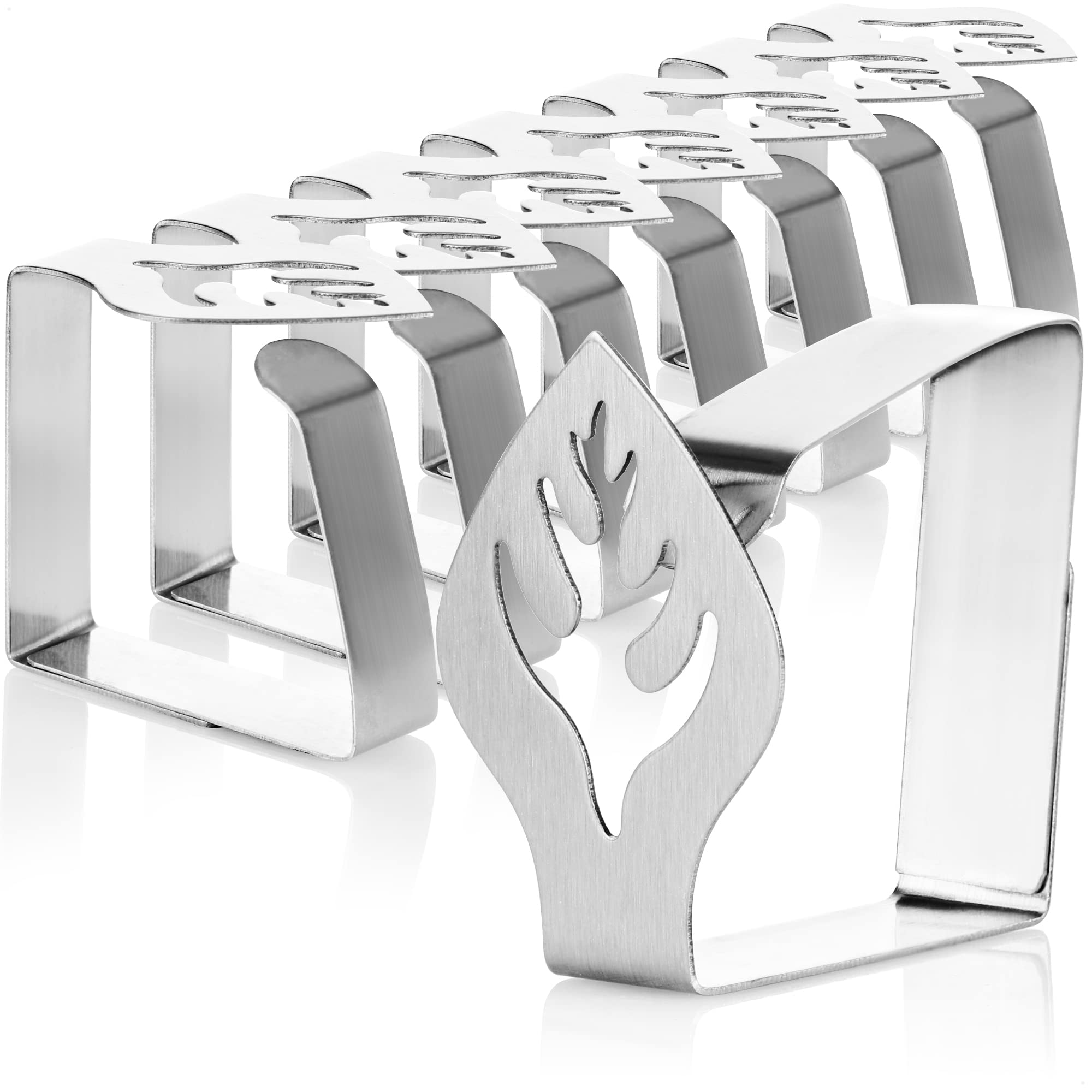 com-four® 8x premium tablecloth clips made of stainless steel - cloth holders for table linen - table clips for inside and outside - metal clips (08 pieces/sheet)