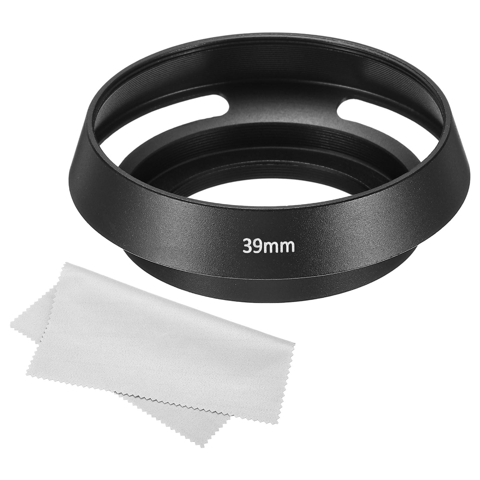 PATIKIL 39mm Lens Hood, Standard Vented Matte Surface Anti-reflective Inside Hood with Cleaning Cloth for Camera Lens, Black for Nikon, for Fujifilm, for Pentax, for Leica
