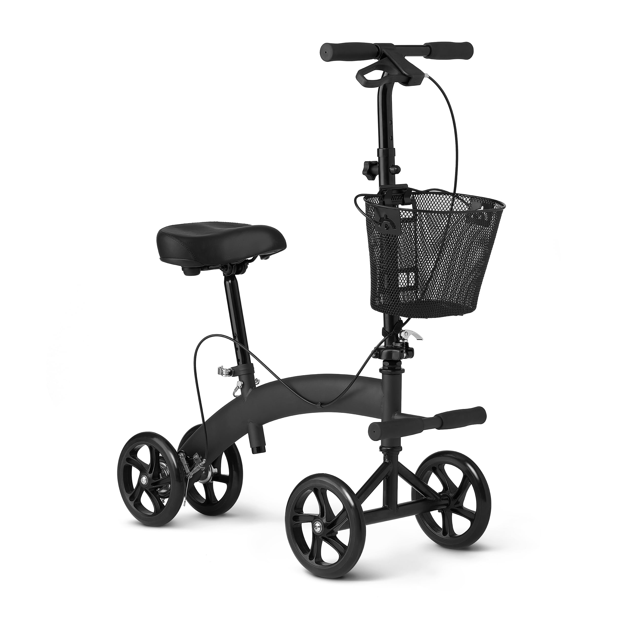 Photo 1 of Medline Manual Seated Mobility Scooter Knee Walker, 8” Wheels, 300 lbs. Capacity, Black- for Leg & Foot Injuries, Crutch Alternative, 1 Ct.