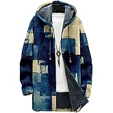 2025 Men's Ethnic Pattern Hooded Jacket Long Cardigan Hoodies Full Zip Vintage Knitted Zipper Coat with Pocket