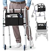 supregear Accessories Bag for Walker, Wheelchair, Rollator - Walker Basket Bag w/Cup Holder - Seniors Caddy Attachment Pouch for Walkers, Water Resistant Large Capacity Carry Storage Carrier Tote