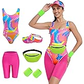 80s Workout Costume, Halloween Cosplay Couples Suit for Women, Swimwear Outfit 80s 90s Workout Costume Outfit