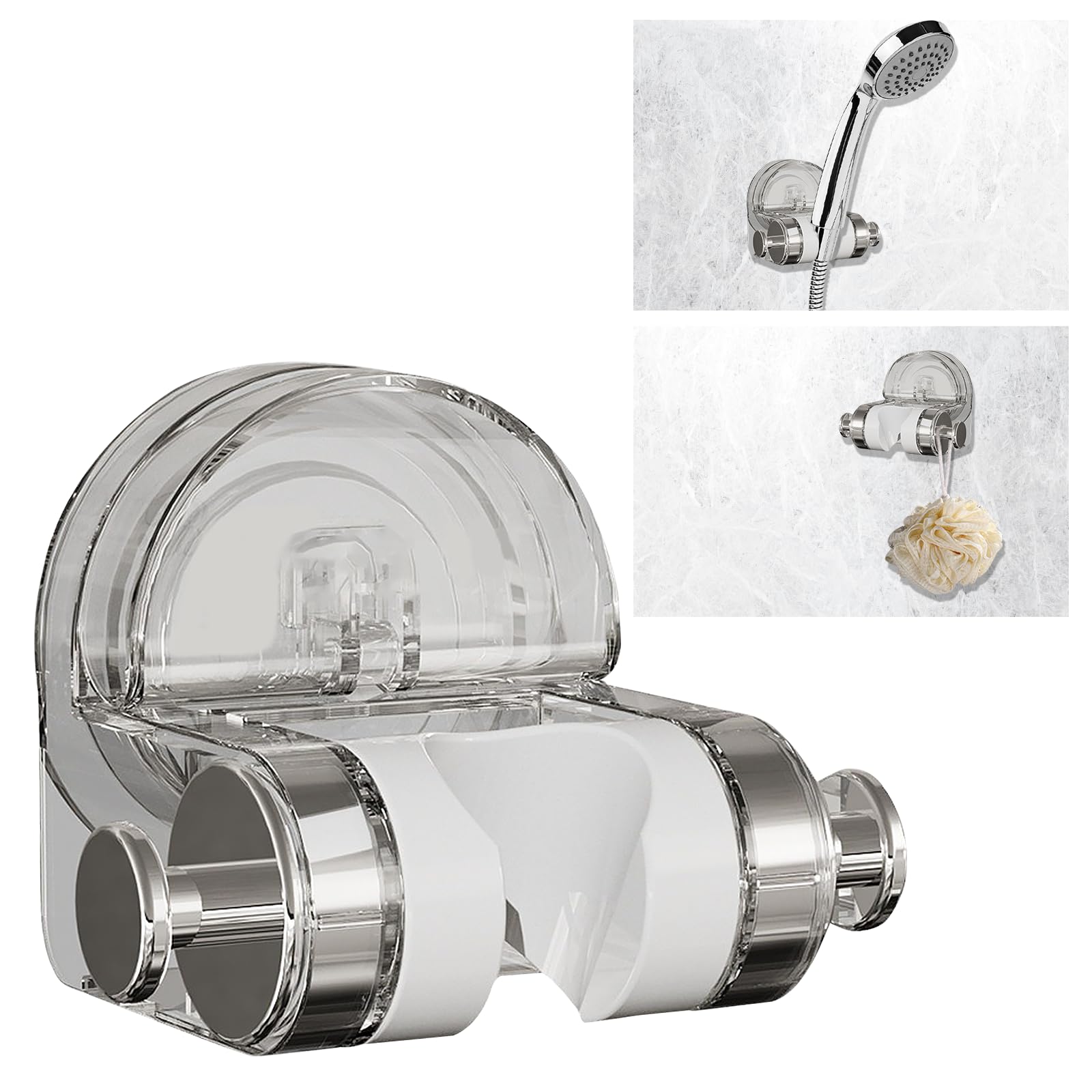 Photo 1 of RAUWIZX Adjustable Suction Cup Shower Stand, Suction Cup Shower Head Holder, No-Punch Shower Head Holder, Bathroom Suction Cup Handheld Shower Head Holder