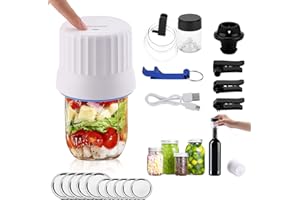 BUVLIVU Electric Mason Jar Vacuum Sealer for Wide & Regular-Mouth Jar and Accessory Hose Compatible with FoodSaver Vacuum Sealer and Vacuum Container, Wine Vacuum Stoppers, Vacuum Sealer Kit