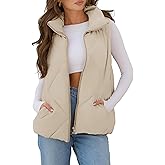 MEROKEETY Womens 2025 Puffer Vest Sleeveless Zip Up Quilted Coat Stand Collar Gilet Jacket With Pockets