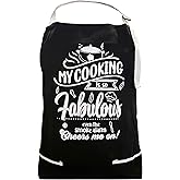 MY COOKING IS SO FABULOUS EVEN THE SMOKE ALARM CHEERS ME ON -100% Cotton Thick Black Apron with 2 Tone White Pockets - Adjustable Strap - Unisex - Great for Outdoor/Indoor Cooking - Funny Gift