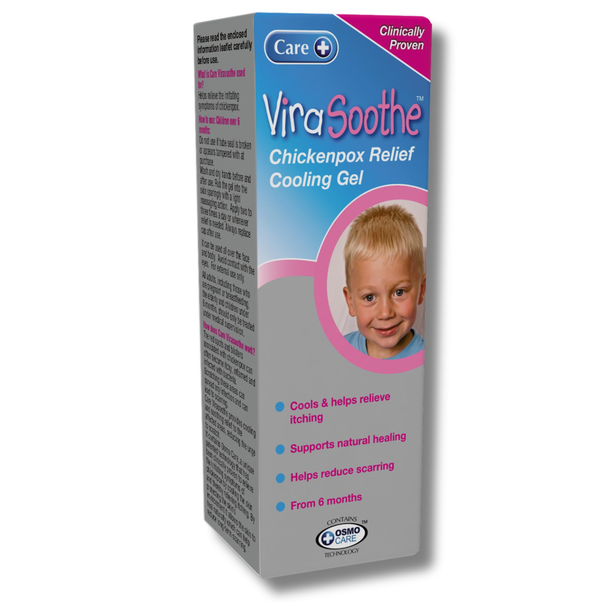 Care ViraSoothe Gel, Chickenpox Relief, Cools and Soothes Skin, Suitable 6+ Months Old, Supports Natural Healing, Helps Stop the Itch, Clinically Proven Effective Relief Against Symptoms, 75g Gel