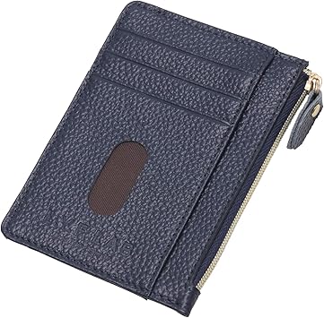 Amazon L Y F Lab カードケース パスケース フラグメントケース 薄型 本革 小銭入れ Ykk 定期入れ レディース メンズ キーチェーン付き ネイビーブルー Idカードホルダー