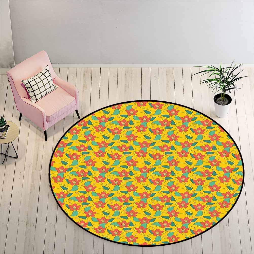 Alfombras para sala de estar con diseño floral y flores de coral